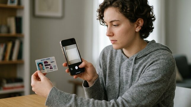 Customer uploading a driver license photo to an app &mdash; insurtech customer journey and online policy management