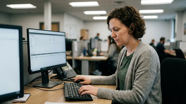 Support agent logging a customer issue in a ticket system &mdash; customer support and help desk technology for insurance companies
