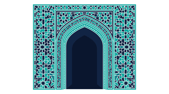 Islamic archway with geometric pattern vector illustration