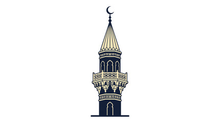 Obraz premium Islamic mosque minaret tower vector illustration
