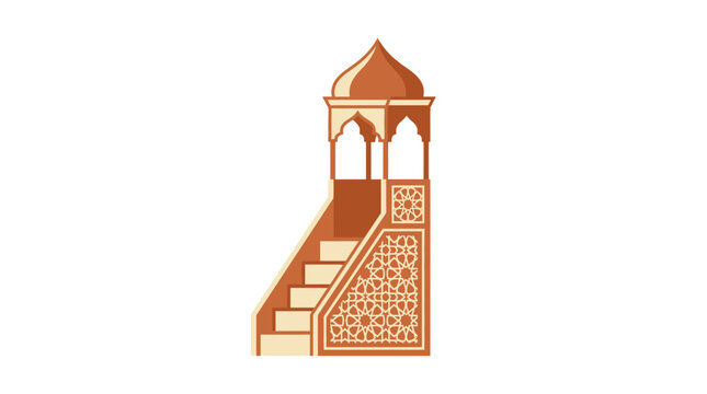 Islamic minbar pulpit vector illustration for mosque interior
