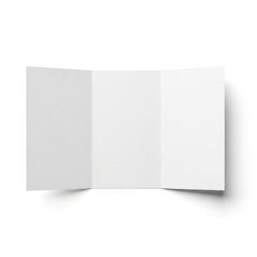 Three folded white paper sheets arranged in a row