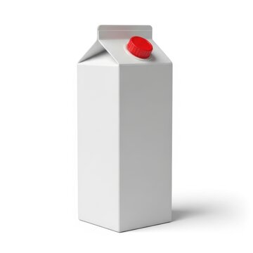A simple carton of milk with a red cap on top
