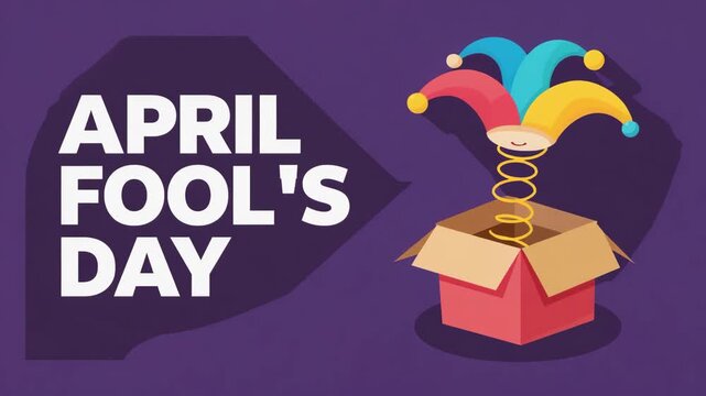 April Fools Day Surprise Box with Colorful Jester Hat Representing Pranks, Humor and Celebration
