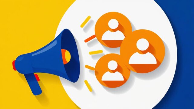 Megaphone Reaching a Group of People Representing Audience Engagement, Advertising, Communication and Marketing Promotion