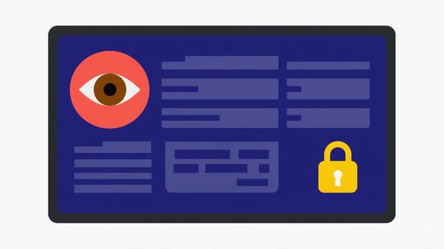 Secure Digital Personal Data Interface with Eye Symbol and Lock Representing Privacy, Cybersecurity and Information Protection