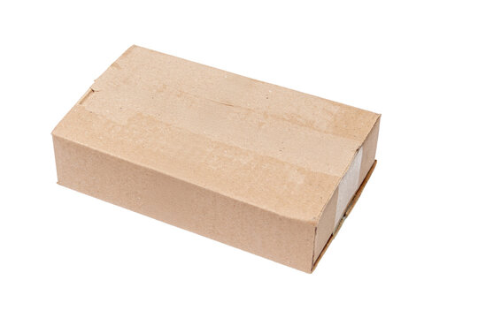 Plain kraft cardboard box isolated on a white background for shipping and packaging