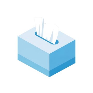 Isometric illustration of an empty tissue box with protruding tissues