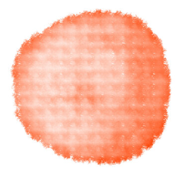 Abstract orange watercolor circle with rough edges and canvas texture