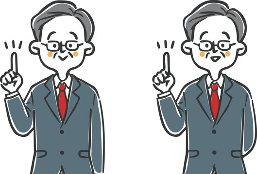 指差しをする社長　上半身　ベクター