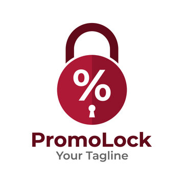 An innovative logo for PromoLock, featuring a padlock with a percentage sign, symbolizing security, savings, and promotional offers for consumers and businesses in marketing.