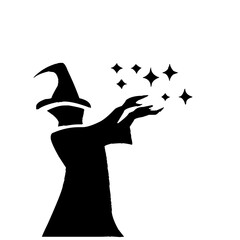 Witch silhouette casting magic spell with floating stars in dark fantasy setting © MDNAZMUL