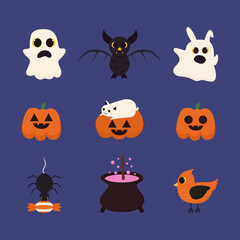 Fototapeta premium set of cute halloween icons