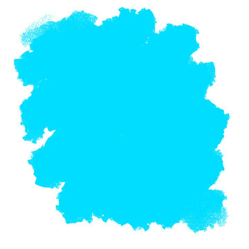 Vibrant cyan brush stroke with artistic textured edges for creative design projects
