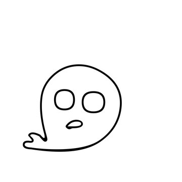 Minimalist ghost illustration with surprised expression for digital design projects
