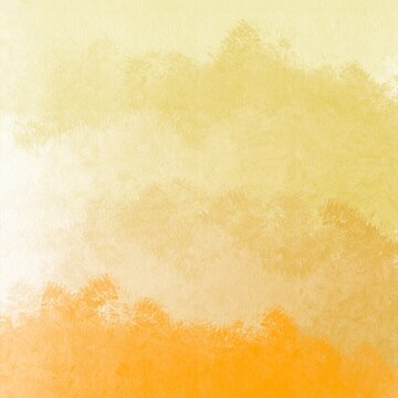 Abstract watercolor background with warm orange and yellow brush strokes on textured surface