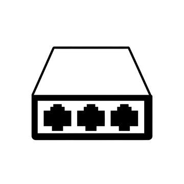 Simple black and white icon representing a network switch or router device.