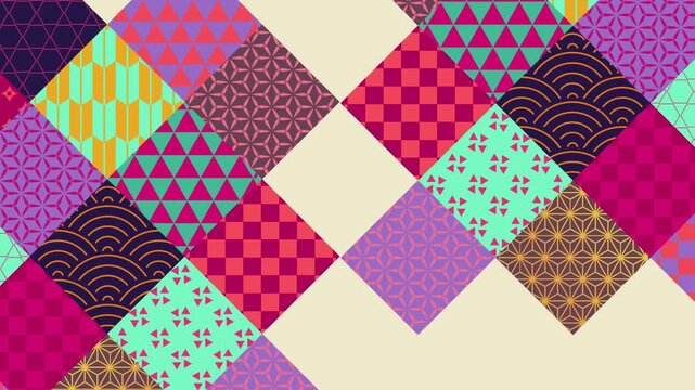 Colorful Japanese Pattern Quilt Mosaic 4K