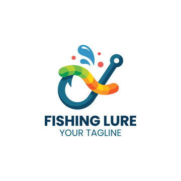 This logo features a colorful fishing lure and hook design, emphasizing a playful and modern touch for fishing-related businesses or products on the market.