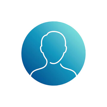 User profile icon: White outline of a person on a blue gradient circle for digital identity.