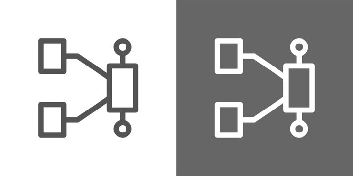 RAG pipeline icon set in black and white line style