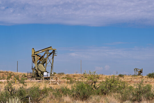 Permian Basin 9-13-2026 Loco Hills NM USAPump jack extracting crude oil from the Permian Basin in SE New Mexico