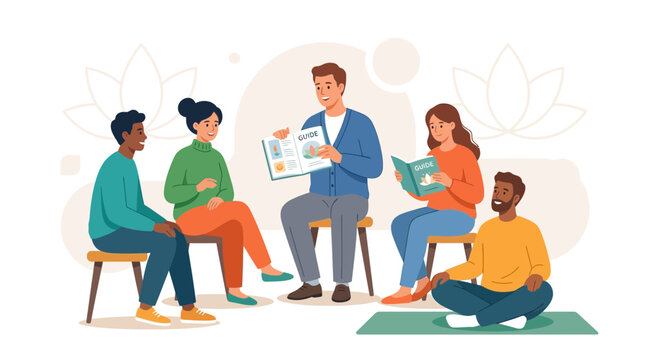 Diverse Group Attends Workshop or Therapy Session, Focused on Learning and Support