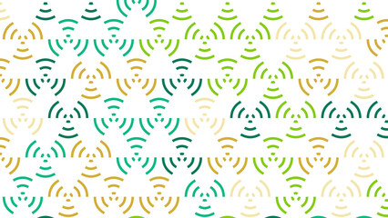 Fototapeta premium Abstract Geometric Pattern of Wireless Wifi Signal Icons in Green and Yellow