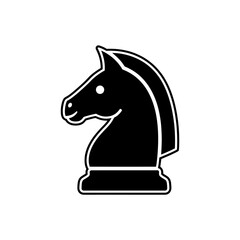 Black and white chess knight piece icon vector illustration representing strategy and gaming © Max