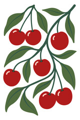 Flat Illustration of Cherry Branches © Moupz