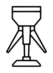 Minimalist black and white vector icon illustration of a futuristic spacecraft landing leg featuring tripod supports and a stable base platform, clean line art for aerospace technology design © Salma