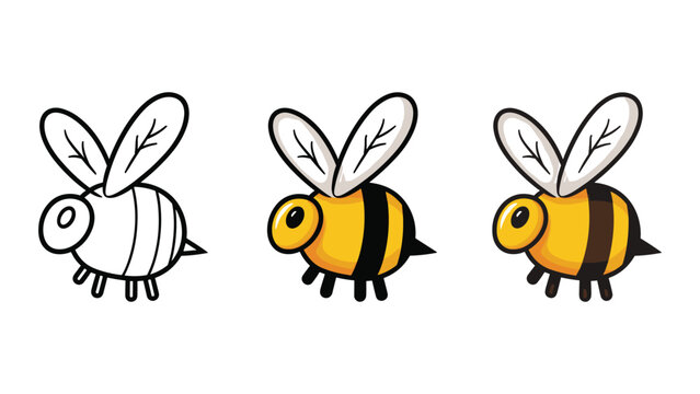 Cute chubby flying bee character vector illustration
