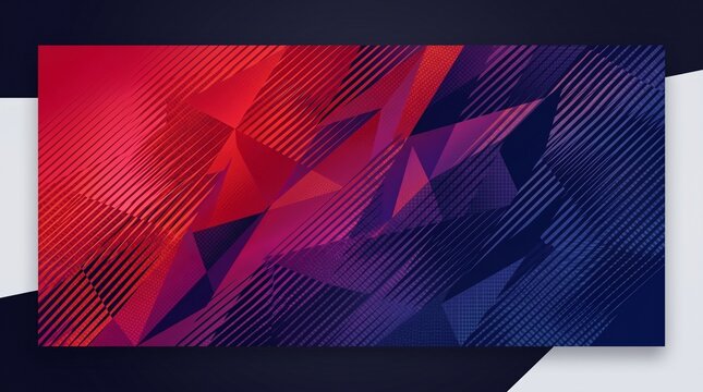 Abstract geometric banner background featuring a dynamic diagonal line pattern with a vibrant red and dark blue color gradient.