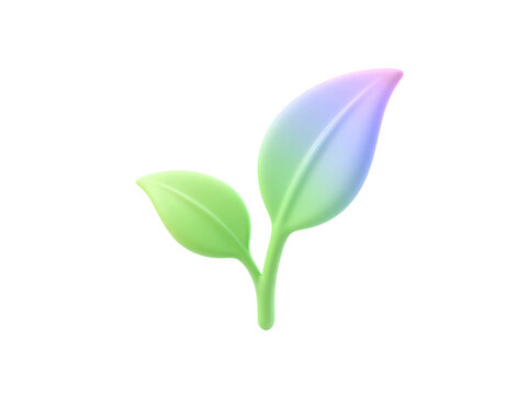 Gentle two-leaf sprout with soft gradient hues.