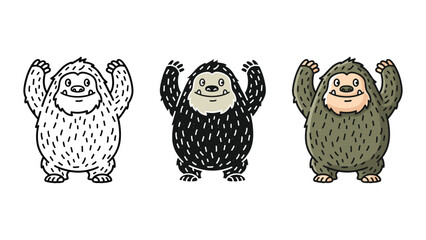 Fototapeta premium Cute funny sloth character vector illustration in three color styles