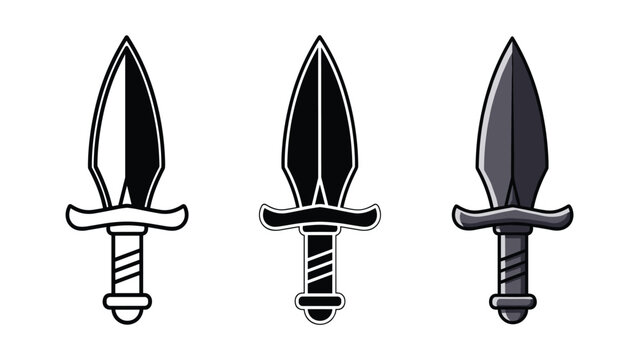 Three styles of fantasy dagger vector graphic illustration