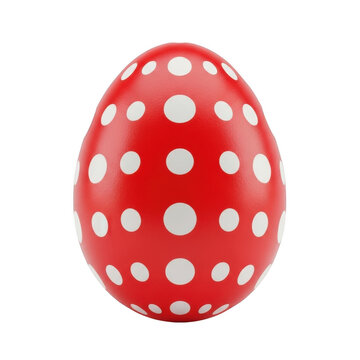 Red Easter egg with white polka dots isolated on white background