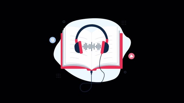 Animated Illustration of an Audiobook Concept - Transparent