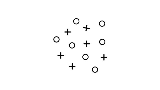 Decorative Circle and Plus Sign Shape Transformation Animation on White Background