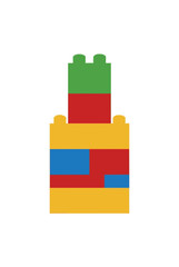 Obraz premium Vibrant Colorful Building Block Tower Vector Icon - Hand-Drawn Illustration of Stacked Kids Toy LEGO Style Bricks in Red Blue Yellow Green Primary Colors - professional detailed commercial stock