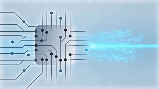 Abstract technology circuit pattern with gray gradient nodes and connection lines