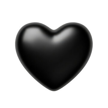3D black heart icon isolated on white background for modern design and social media