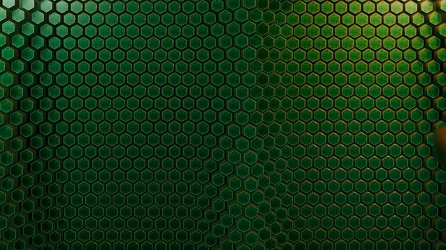 Emerald Hexagonal Pulse Columns Seamless Geometric Loop