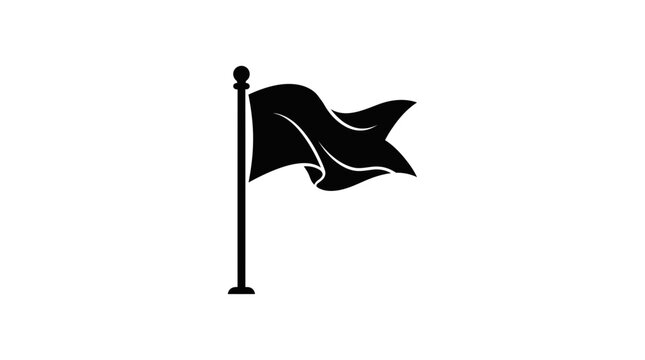 Black silhouette icon of a waving flag on a flagpole.
