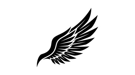 Obraz premium Stylized black bird wing silhouette isolated on white background.