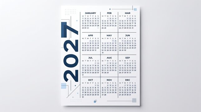 2027 yearly calendar template