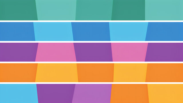 Geometric pattern with colorful parallelograms and white dividing lines