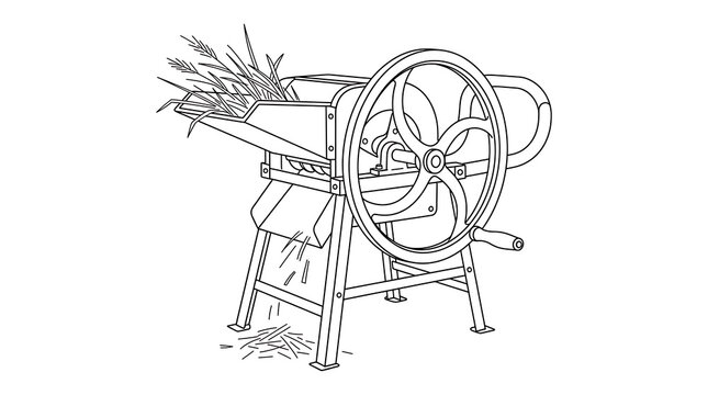 Vintage manual hand operated agricultural chaff cutter machine with agricultural equipment machinery agriculture
