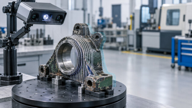 Structured Light 3D Scanner Capturing Worn Industrial Component for Reverse Engineering