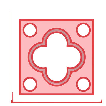 Pink quatrefoil and circle pattern